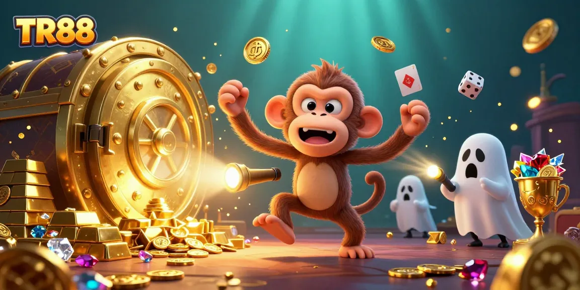 Experience the excitement of TR88 while the poltergeist monkey juggles golden treasures in a haunted casino.