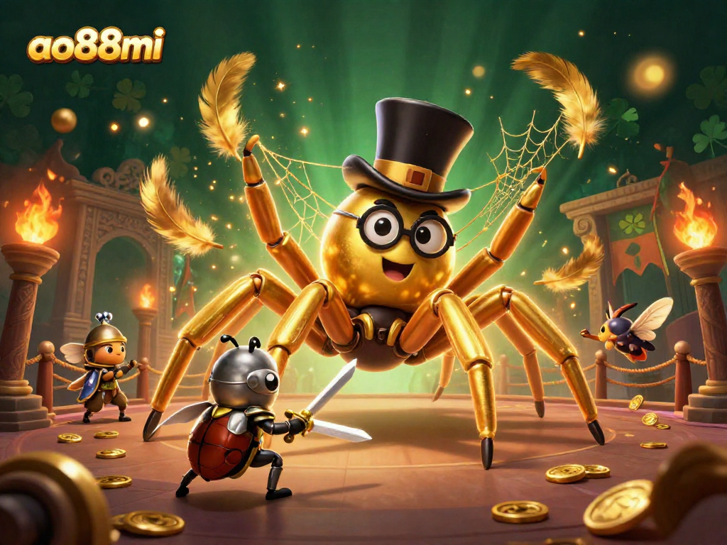 Engage in thrilling gaming at ao88mi with vibrant golden illustrations of casino adventures.