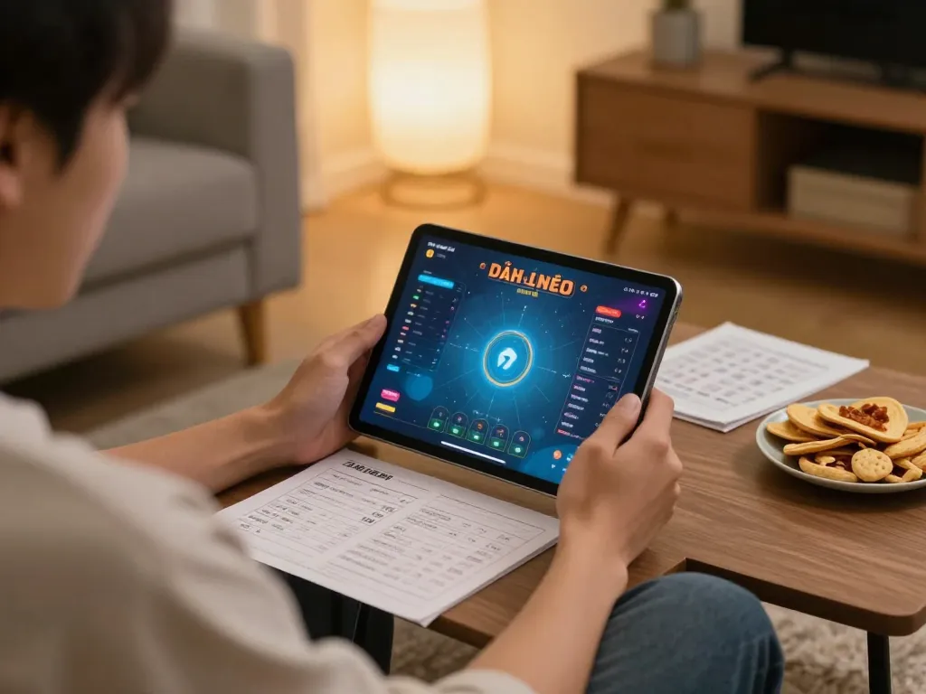 Engaging in đánh đề online while enjoying a cozy home gaming atmosphere with strategy notes