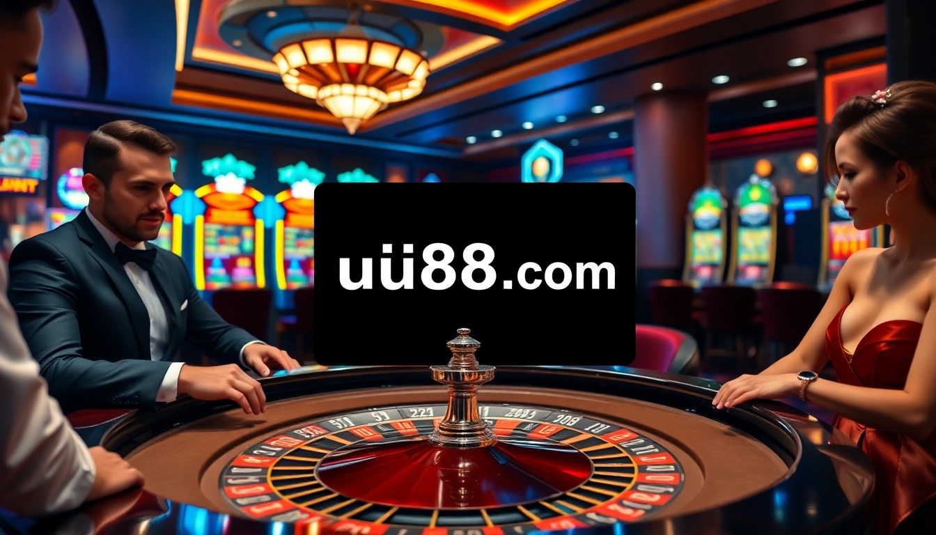 Players enjoying a thrilling roulette game at uu88.com casino, showcasing excitement and luxury.
