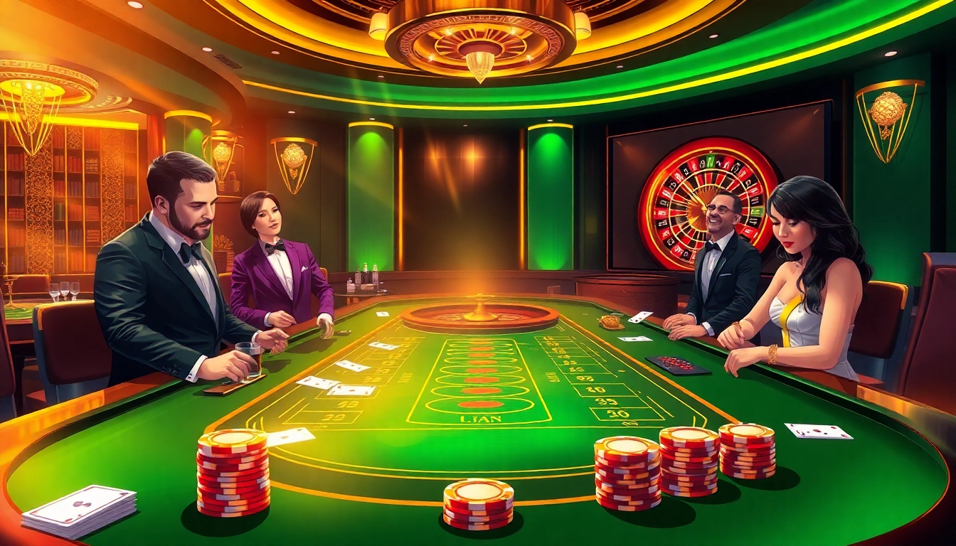 Experience the excitement of the game go8 at a vibrant casino table with players and chips.