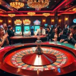 Experience high-stakes action at https://rr9977.com/ with excited gamblers at a luxurious casino table.