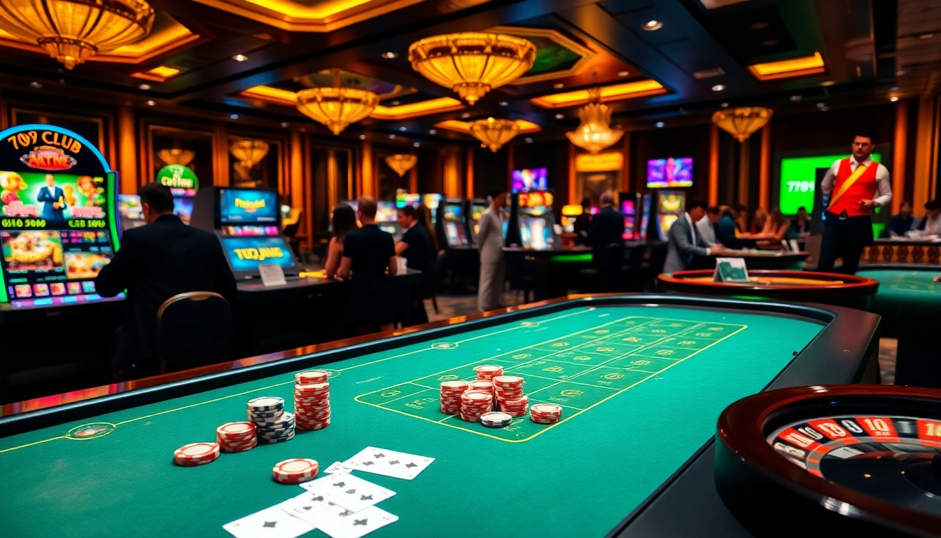 Engaging gamblers at a vibrant 789club casino table, showcasing excitement and thrill.