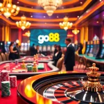 Exciting casino gameplay showcasing go 88 with poker chips, roulette wheel, and luxury tables.