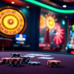 Engage with TWIN68 at an exciting virtual casino table, showcasing poker chips and cards.