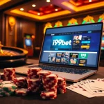 Engage in the excitement of i9bet with a luxurious gambling setup featuring poker chips and roulette.