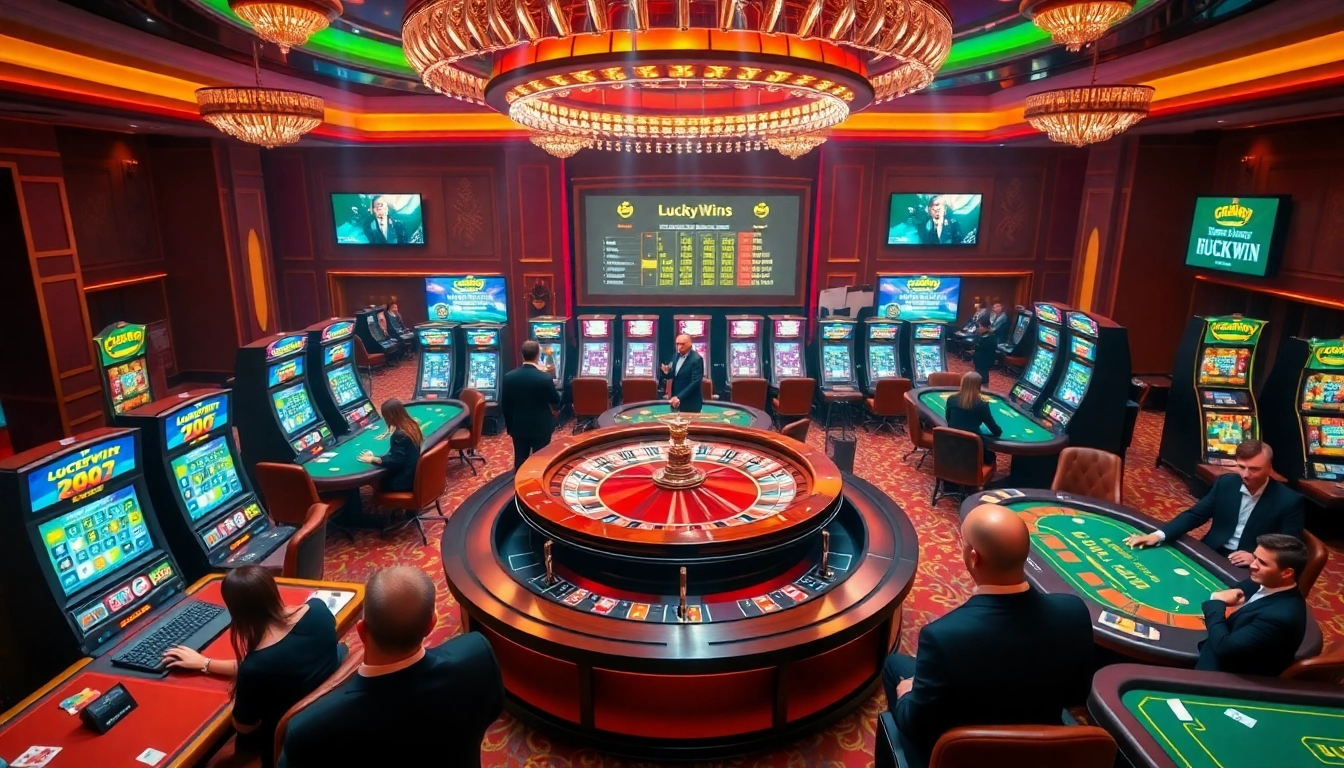 Exciting gameplay at Luckywin lottery with vibrant casino visuals and engaging players.