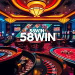 Experience thrilling gameplay at https://58win.cafe/ with poker tables and vibrant casino elements.