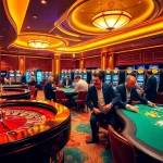 Thrilling gameplay at thabet casino with vibrant lights and engaged players.