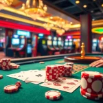 TG88 players strategizing at a vibrant casino table with cards and chips.
