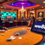 Experience excitement with ww88 at a luxurious casino table filled with action and poker chips.