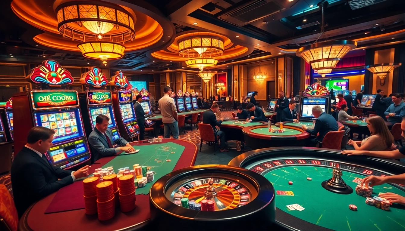 Engage with high-stakes action at nhà cái CM88's vibrant casino tables filled with poker chips and excited players.