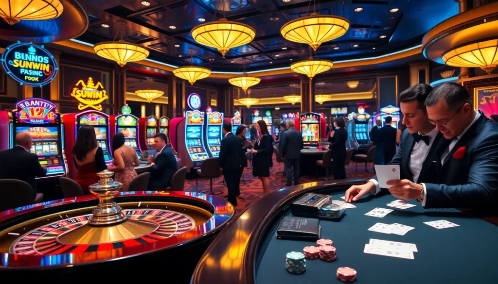 SUNWIN delivers an engaging casino experience with poker and roulette tables filled with vibrant action.