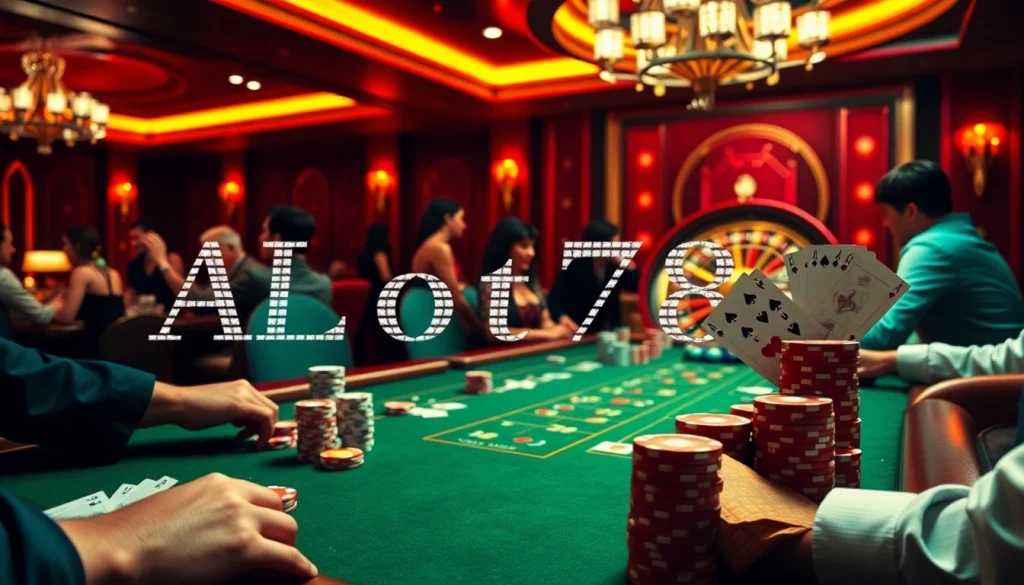 Experience high-stakes poker action at ALo789 with stunning visuals of glamorous chips and cards.