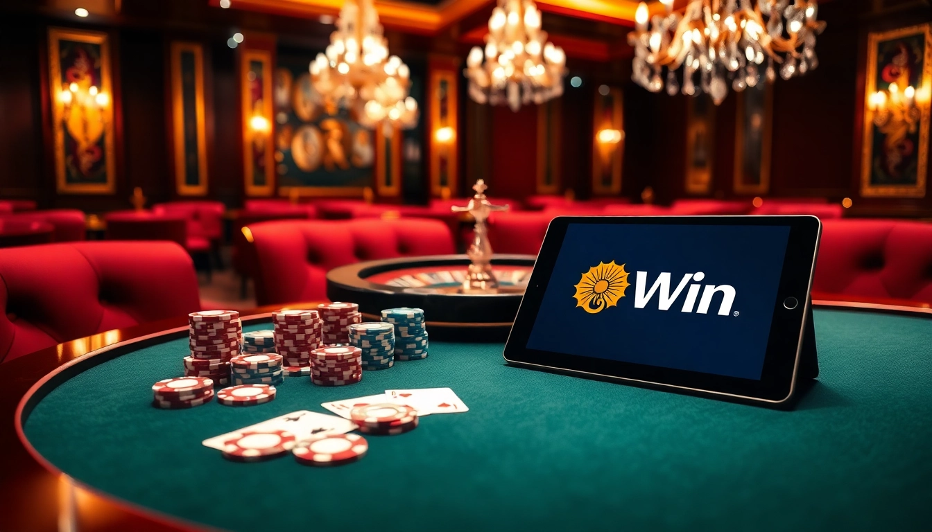 Experience the thrill of "Sun Win" with premium casino tables and luxurious gaming elements.