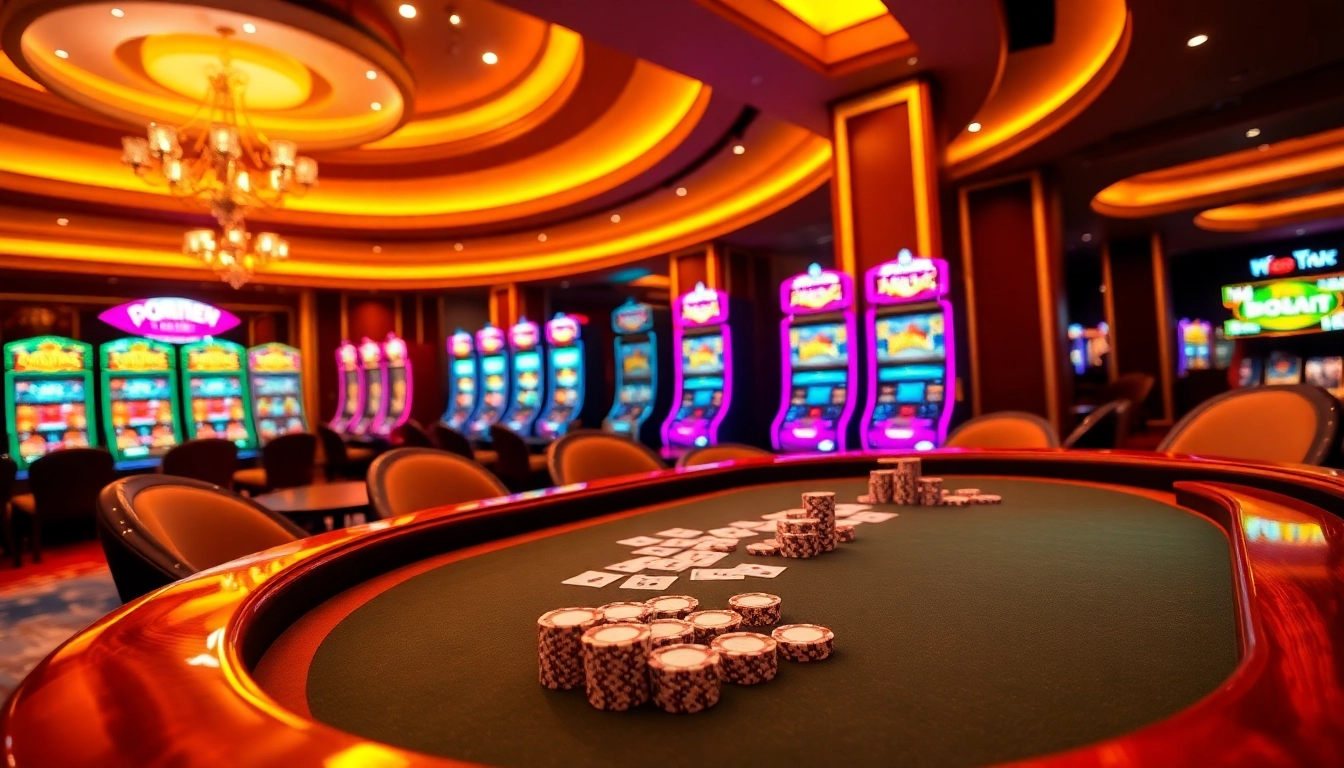Experience excitement at 8kbet's poker table with vibrant chips and dramatic lighting.
