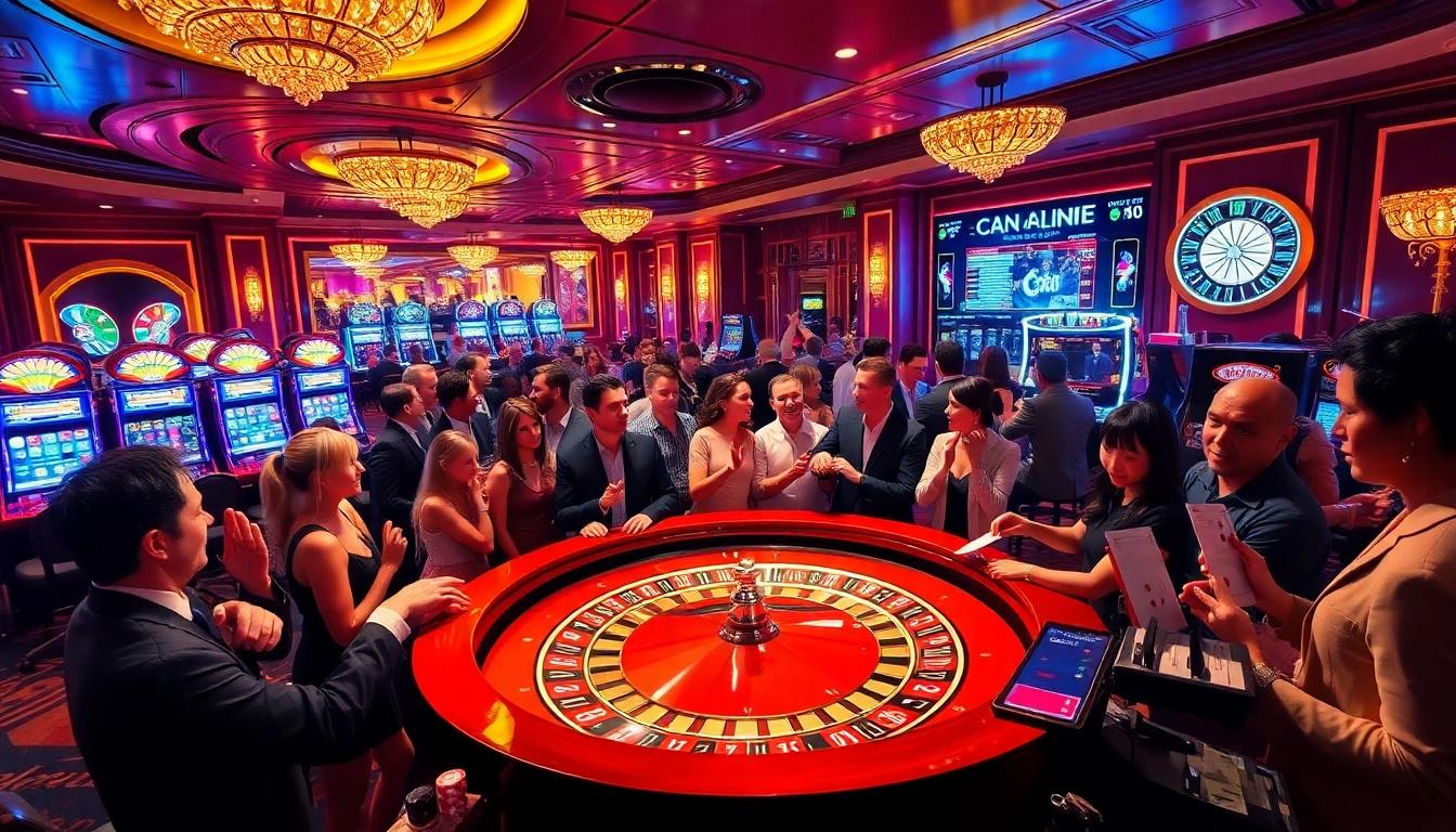 Experience excitement at https://nohuu.site/ with professional gamblers at a bustling casino roulette table.