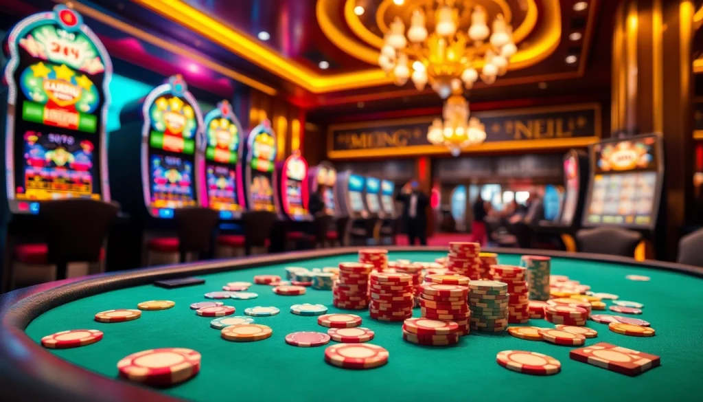 Engaging players at a lively casino table highlighting https://nk88top.com/ for exciting gambling action.
