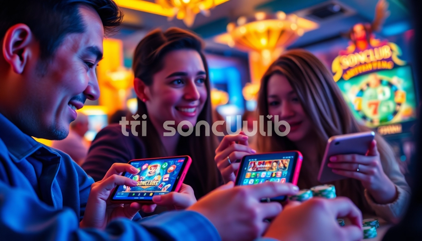 Engaging gaming scene promoting tải sonclub with players enjoying the Sonclub app.