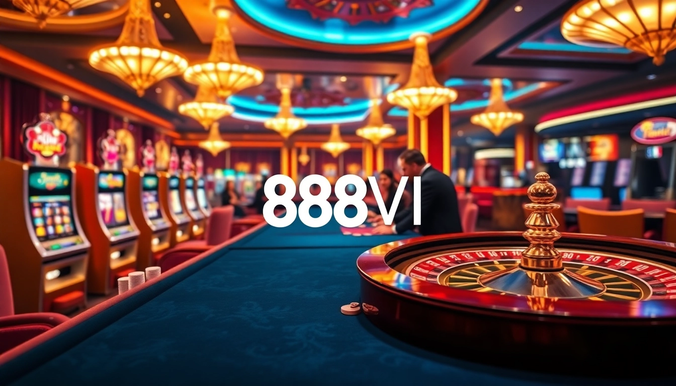 Players engaged in thrilling casino games at 888VI, showcasing vibrant gaming action.